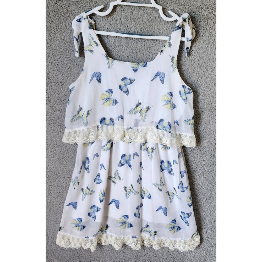 Disney Alice Through The Looking Glass Sleeveless Tiered Dress Butterflies Sz L